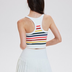 Chaleco deportivo transpirable para mujer con almohadilla fija en el pecho, ropa de Yoga al aire libre de secado rápido para Fitness, Top deportivo de arcoíris - Product Image 4