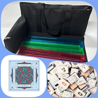 Jeu de Mahjong américain de luxe moderne en acrylique et caoutchouc avec 160 tuiles, tapis de table pliable et sac de transport pour divertissement familial