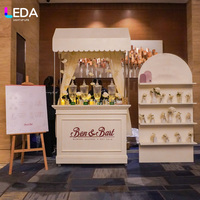 Carrito de Dulces y Flores de Acrílico Blanco con Diseño LEDA, Barra de Flores Blancas para Decoración de Eventos y Bodas