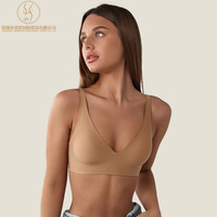À la mode sans couture profonde V gelée U dos soutien-gorge sans fil mince doux soutien rembourré Bralette avec bretelles réglables femmes soutien-gorge quotidien