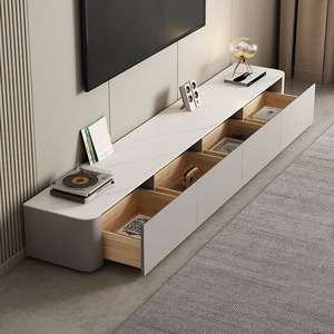 Ensemble de meuble TV et table basse en bois massif au design moderne de style européen luxueux, meuble TV avec plateau en <span class=keywords><strong>dalle</strong></span> de roche - Product Image 4