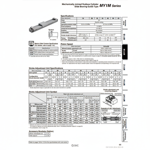 Cilindro sin vástago SMC Pneumatics, cilindros articulados mecánicamente, categoría de producto - Product Image 1