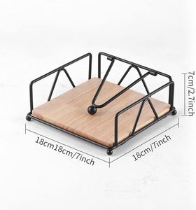 Moderne Stijlvolle Black Metal Servet Houder Met Houten Basis Voor Thuis Badkamer Opslag Handige Tissue Boxen - Product Image 4