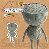 Figura de Capullo de Loto Gris, Peluche Personalizado, Fabricante de Mascotas de Tela Segura y No Tóxica con Certificación CE, OEM ODM