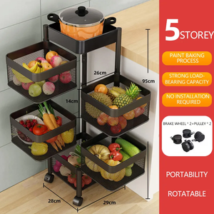 Prix préférentiel, étagère rotative pour légumes et fruits en acier au carbone, chariot roulant carré, étagère de rangement rotative pour condiments - Product Image 2
