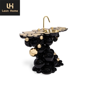 Boca Do Lobo Luxury Villa Lavabo autoportant en forme de boule en acier inoxydable noir lavabo en newton - Product Image 1