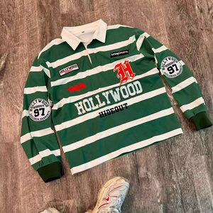 Maglia Rugby personalizzata da uomo 250 Gsm manica lunga per <span class=keywords><strong>Polo</strong></span> <span class=keywords><strong>con</strong></span> ricamo serigrafia T-Shirt a righe squadrate - Product Image 4