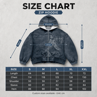 Sweat à capuche zippé personnalisé pour homme, coupe carrée courte, 420 GSM, délavé à l'acide, effet vieilli, impression DTG, épaules tombantes, fermeture éclair bidirectionnelle, OEM ODM, marque privée, usine
