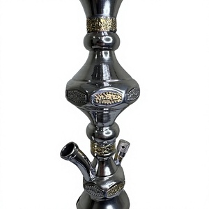 Chicha artisanale authentique Khalil Maamoon Frosted Modern - Noyau en laiton massif, glace toute la nuit, 1 niveau, 33 pouces (83,82 cm), ensemble complet - Product Image 6