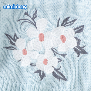 Nouveau-né bébé Onesie Crochet tricot pull enfants vêtements exquis broderie bébé bleu barboteuse costume - Product Image 3