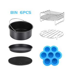 Set di 6 accessori per la maggior parte 5,8qt friggitrici ad aria forno torta e padella per <span class=keywords><strong>Pizza</strong></span> supporto in metallo spiedini e spiedini - Product Image 1