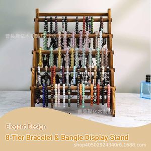 Organizador de Joyas de Madera de 5 Niveles para Escritorio, para Pulseras y Relojes, Acabado Blanco Quemado - Product Image 3
