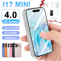 Téléphone portable I17Mini léger et compact, débloqué, 4 pouces, 12 Go + 512 Go, Android 15, Smartphone avec navigation GPS, batterie de secours 4000 mAh