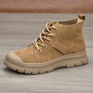 Bottes de neige pour hommes en cuir véritable, hauteur de la cheville, bout rond, semelle extérieure en caoutchouc, chaudes, antidérapantes, confortables pour l'hiver, semelle intermédiaire en EVA - Product Image 3