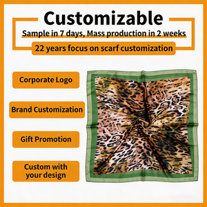 Wholesale Custom 70x70cm <b>Silk</b> Feeling Polyester <b>Square</b> <b>Scarf</b> Hijab Wrinkle Free Quick Dry Leopard Pattern Summer Multi-Purpose - Product Image 5