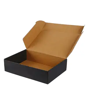 Custom Logo Printed Black Corrugated Cardboard Paper Packaging Mailing Apparel Shipping Box