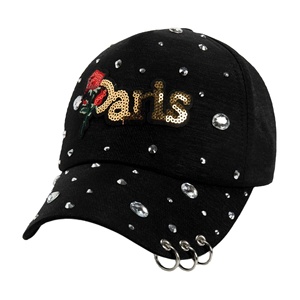 Nueva Gorra de Béisbol de Lona de 6 Paneles con Letra, Anillo de Hierro, Algodón Mercerizado y Diamante de Punta, Estilo Marinero, Protección Solar, para Ocio al Aire Libre - Product Image 1