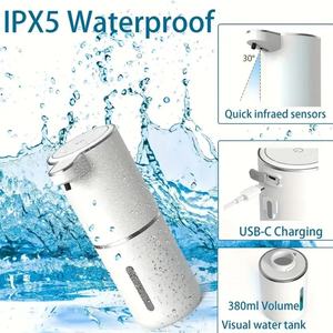 Distributeur de savon mousse réglable mural 380 ml, rechargeable par USB, électrique, sans contact, automatique - Product Image 4