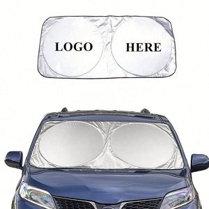 Parasol Plegable Universal para Parabrisas de Coche, Reflectante, de Poliéster Plateado, con Impresión de Serigrafía y Logotipo Personalizado - Product Image 1