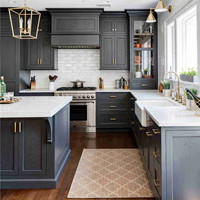 Meubles de cuisine modernes en panneaux de particules de bois, résistants à l'eau, écologiques, rangement sur mesure, design personnalisé, directement de l'usine