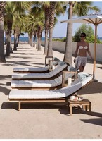 Chaise longue réglable en teck pour jardin, piscine, hôtel, resort, extérieur, plage