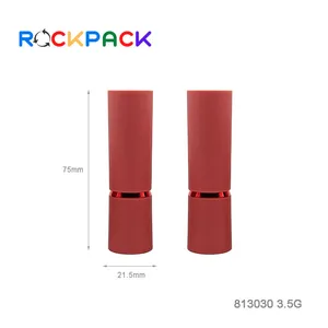Round Shape Red Color Matte Plastic Lipgloss Cosmetic Empty Lipstick Tube Packaging