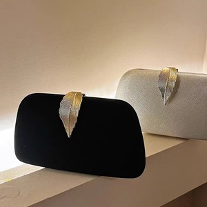 Leaf Shape Velvet Evening Bag Rhinestone Women's Bag Cheongsam Bag Socialite <b>Clutch</b> Velvet Crossbody Party Bag - Product Image 2
