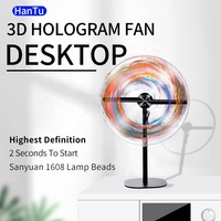Ventilador Holográfico 3D Ultra Claro, Pantalla LED de Escritorio, Pantalla Holográfica Transparente a Todo Color para Publicidad