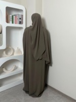 LM014 Abaya Papillon et Hijab Deux Pièces Repassage Facile, Compatible Grossesse Allaitement, Grande Taille Femme Musulmane, Robe de Prière Modeste