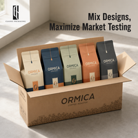 Faible MOQ 1000 Sachets de café personnalisés à fond plat ou carré en BOPP/AL/PE, étanches à l'humidité, thermoscellables, avec impression personnalisée, valve et fermeture éclair