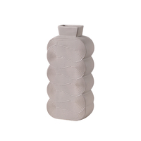 Nordique Art déco Vase en céramique rose vert irrégulier texturé rayure décor à la maison poterie Vase à fleurs