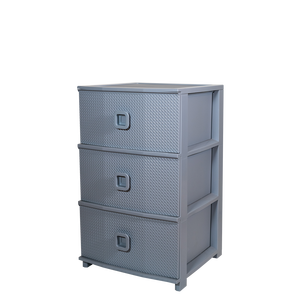 Organisateur de jouets empilable minimaliste Belli E Forti, unité de rangement à 3 tiroirs, gris, matériau PP, 375x370x610mm - Product Image 1