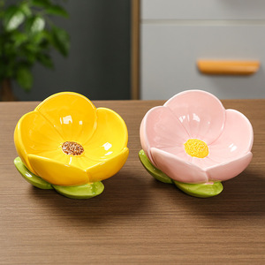 Caja de Joyería de Cerámica con Forma de Tulipán y Tallo Verde para Almacenamiento en el Dormitorio, Diseño Moderno - Product Image 4