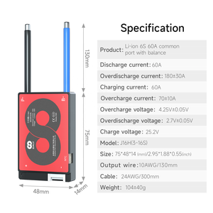Daly 6S BMS 18650 pin 24V NCM Lithium Ion di động Ebike EV Li-Ion 6S cho 24V 60A tự làm pin gói mạch bảo vệ board BMS - Product Image 2
