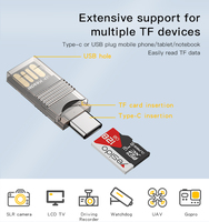 GS21 YESIDO 2 en 1 Adaptador Multifunción USB 3.0 Tipo-C a USB y Lector de Tarjetas OTG para Tarjetas TF
