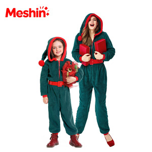 MS - Mono de Terciopelo Coral Verde para Invierno, Ideal para Fiestas, Festivales, Navidad, Pijamas Familiares para Niños y Adultos, Colección para Niñas - Product Image 2