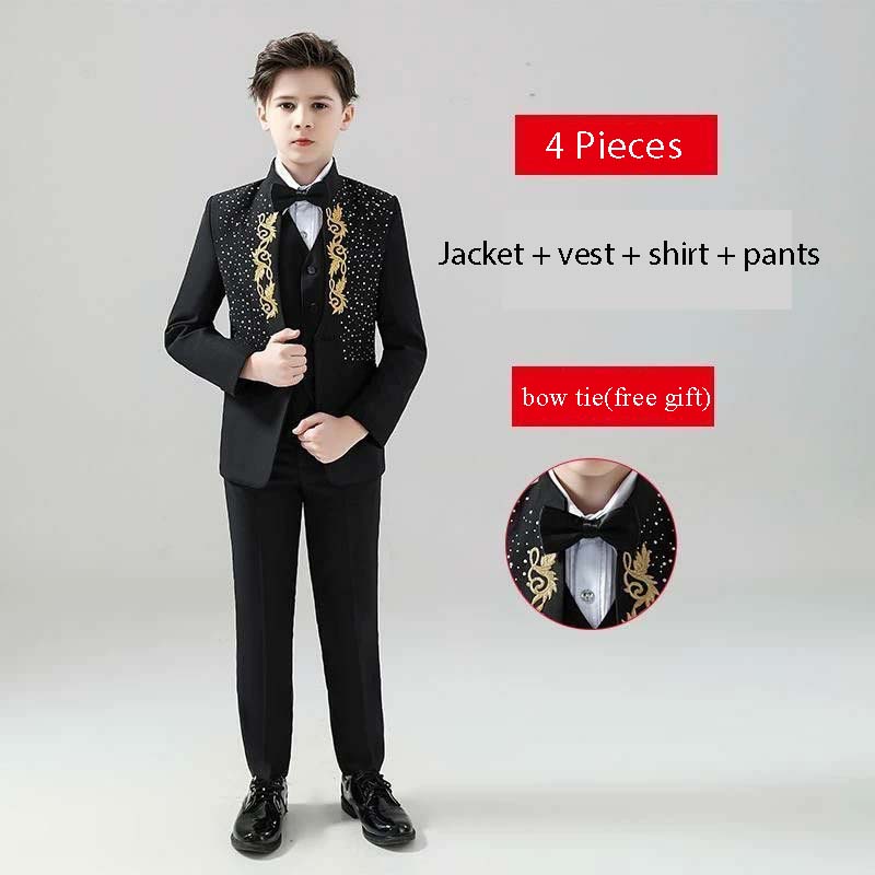 Veste noire + gilet + chemise + pantalon