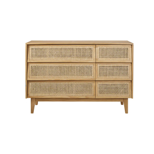 Rattan Living Room Furniture 6 Drawer Living Room Wooden Rattan Storage Cabinet