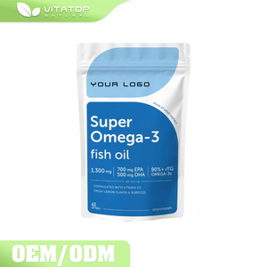 Huile de poisson pure de qualité supérieure OEM Supre <span class=keywords><strong>Omega</strong></span> <span class=keywords><strong>3</strong></span> en gélules molles 700 mg EPA 500 mg DHA avec vitamine D3 pour le cœur et le cerveau - Product Image 1