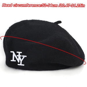 Béret en laine avec broderie NY, chapeau de peintre rétro français, béret personnalisé avec broderie de <span class=keywords><strong>logo</strong></span> en petite série - Product Image 4
