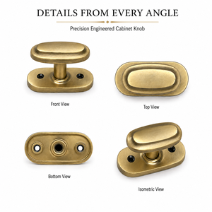 Oval Matte Antique Cabinet Knob Premium Brass Furniture Knob for Drawer Cupboard <b>Wardrobe</b> Kitchen Cabinet <b>Hardware</b> - Product Image 3