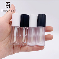 Tube de gloss à lèvres de 5 ml, grand format, en plastique transparent, noir, blanc, mat, avec bouchon à vis, emballage cosmétique