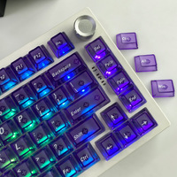 Clavier mécanique personnalisé avec touches transparentes dégradées violet glamour en sublimation + matériau PC, 136 touches, hauteur originale