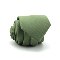 Cravate classique en soie tissée à plis, couleur unie vert olive, coupe slim, pour homme, fournisseur chinois