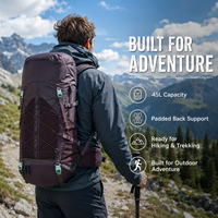 Sac à dos de randonnée et de camping personnalisé 45L, résistant à l'abrasion, respirant, pour sports de plein air