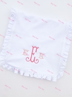 Personnalisé 100% coton peigné bébé ensemble de vêtements blanc blanc bavoir Burp couche-culotte ensemble nouveau-né bébé monogramme cadeau vêtements