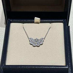 Collier pendentif fin en argent pur S925 avec diamants complets en forme d'éventail, style princesse élégant, chaîne de clavicule polyvalente - Product Image 5