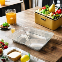 Barquette alimentaire professionnelle en aluminium à compartiments multiples pour la restauration à emporter et le stockage