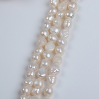 Offre Spéciale 8-9mm perles baroques blanches brin de perles d'eau douce pour bricolage 18cm