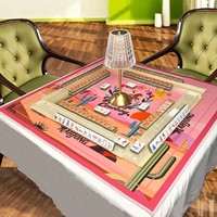 XuMoZC Ensemble de Mahjong Américain Design Cowboy, Tuiles Acryliques de Haute Qualité de 1,2 pouce, 160 Tuiles à Quatre Couches, Motifs d'Arbres, Chine